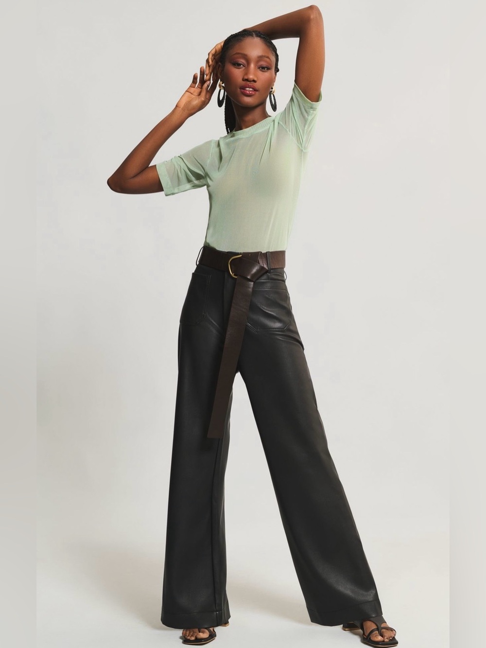 Anthropologie Colette Faux Leather Full Length Pants by Maeve in Black
